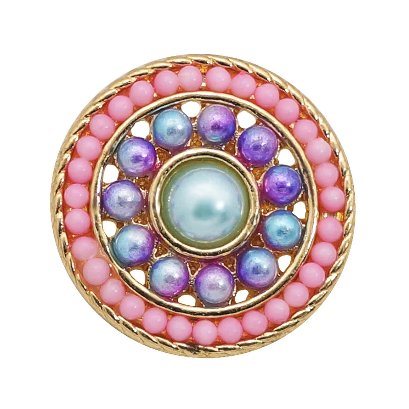 KZ3303 New Fashion Beauty Golden Round Beads 22mm snap buttons fit 18mm jewelry wholesale | Украшения и аксессуары