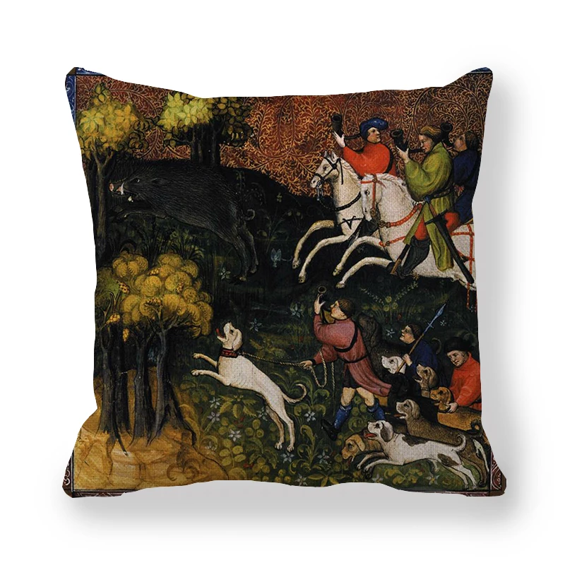 45cm*45cm medieval greyhound and Royal Hunt linen/cotton throw pillow covers couch cushion cover home decor pillow