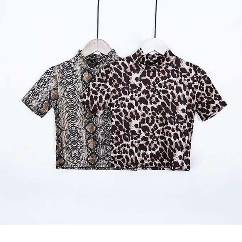 Водолазка Для женщин High Street Wear Leopard и со змеиным принтом с коротким длинным