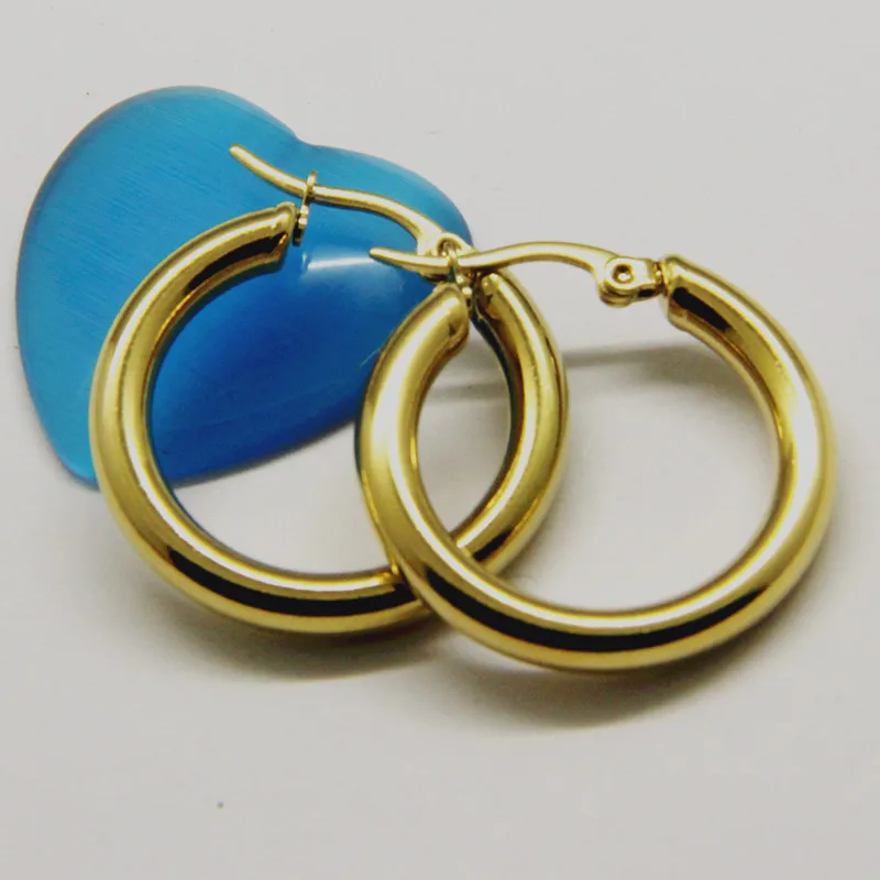 Серьги кольца золотые из нержавеющей стали Круглый Круг креольские серьги