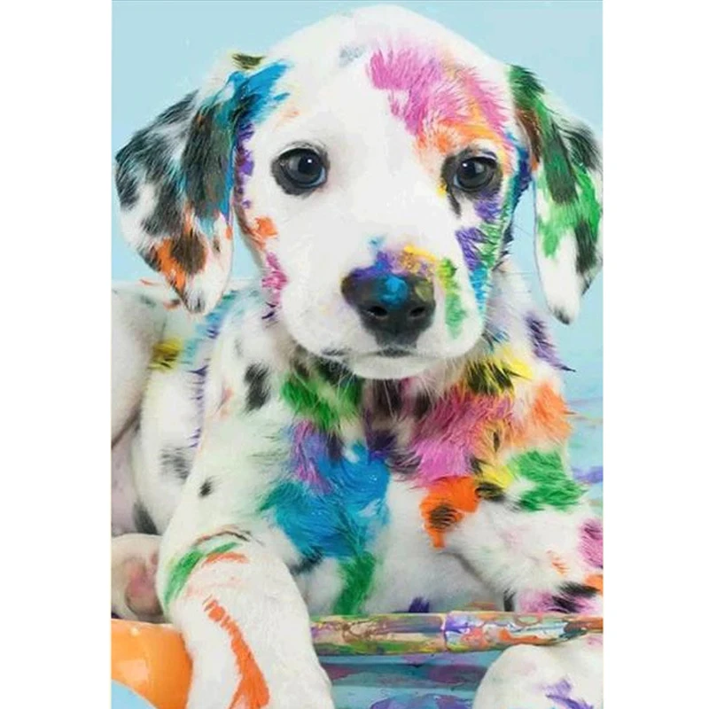 

5D DIY Diamond Painting Full Round Drill Diamond Embroidery Colorful Dog Pattern Cross Stitch Stickers Handmade Needlework