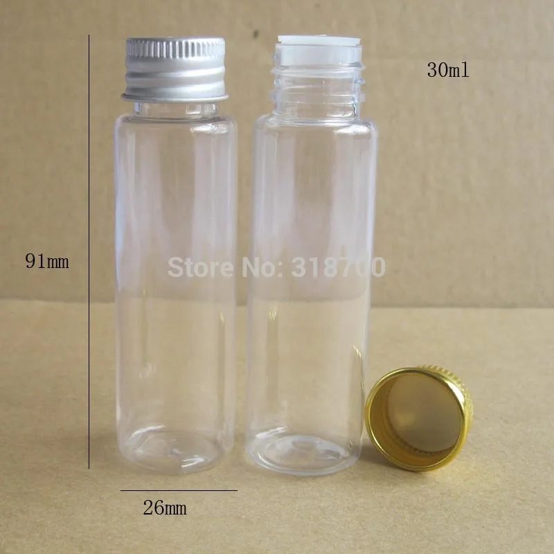 100 x 30ml Clear PET Bottle With Aluminum Cap , 1oz  Plastic Cream Bottle,Container.30cc  Pet packaging