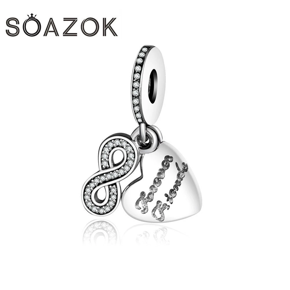 Soazok Аутентичные 100% S925 стерлингового серебра бисера очарование любовь