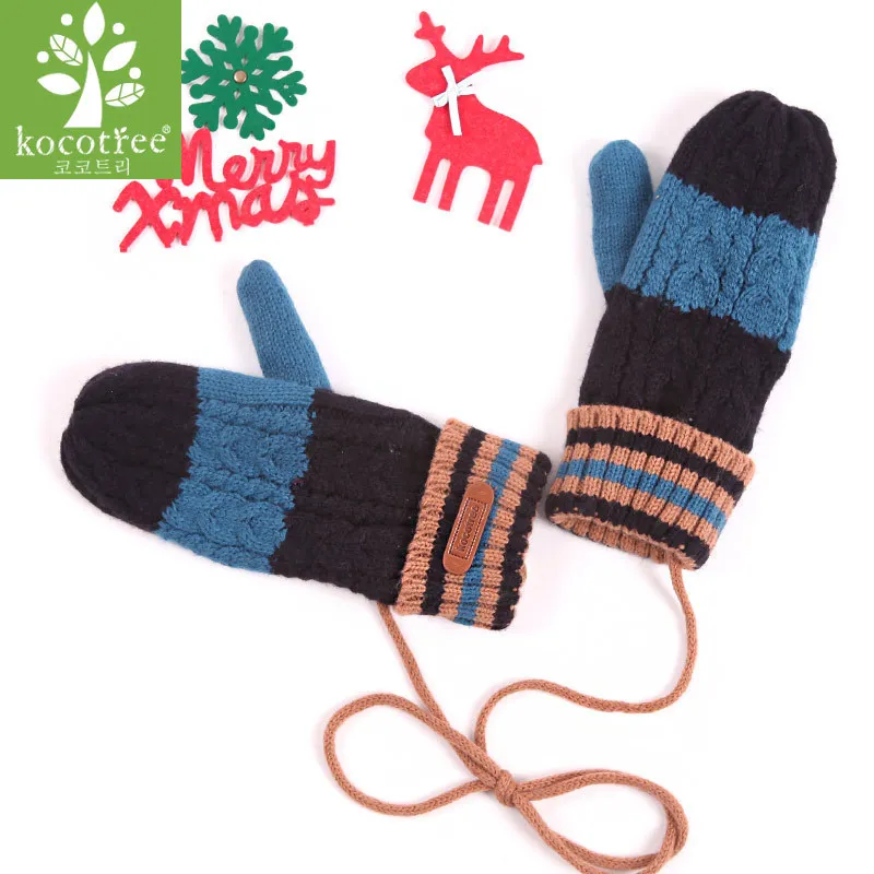 Gloves Детская теплая флисовая Шапочка с подкладкой для мальчиков и девочек, шапка с шарфом, зимние меховые шапки для детей, детские шапочки с помпоном Skullies Beanies - Цвет: Gloves