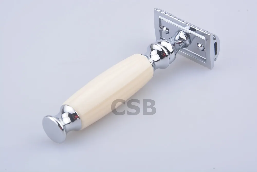 

CSB High Quality Faux OX HORN IVORY Chrome Metal Handle Shaving Razor Double Edge Safety Razor