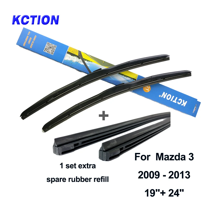 2pcs front-rubber Гибридное лезвие стеклоочистителя лобового стекла для Mazda 3 Axela ветровое стекло натуральный стеклоочиститель резиновый Задний рычаг автомобильные аксессуары 2006 2007 2008 2010 - Цвет: 2pcs front-rubber
