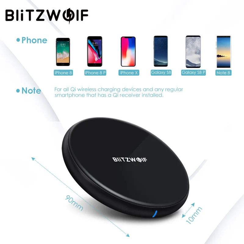 BlitzWolf Qi беспроводное зарядное устройство 5Вт для iPhone X 8 Plus Samsung S8 Note S9 Док подставка