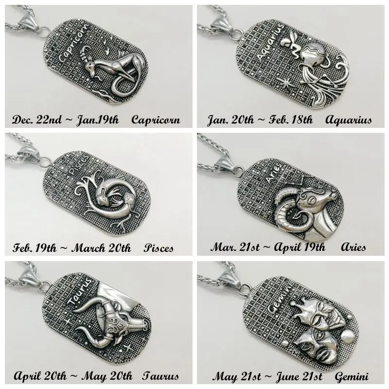 Цепочка с подвеской в виде 12 созвездий из нержавеющей стали 316L|zodiac necklace|pendant