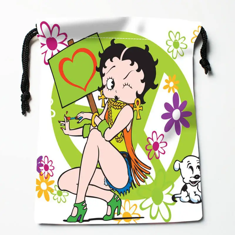 Высокое качество на заказ betty boop печать сумка для хранения с завязкой подарочные атласные сумки 27x35 см компрессионные сумки
