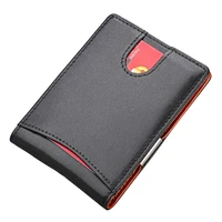 men and women genuine leather money clips bifold male purse billfold wallet bills clip female clamp for money case rfid blocking