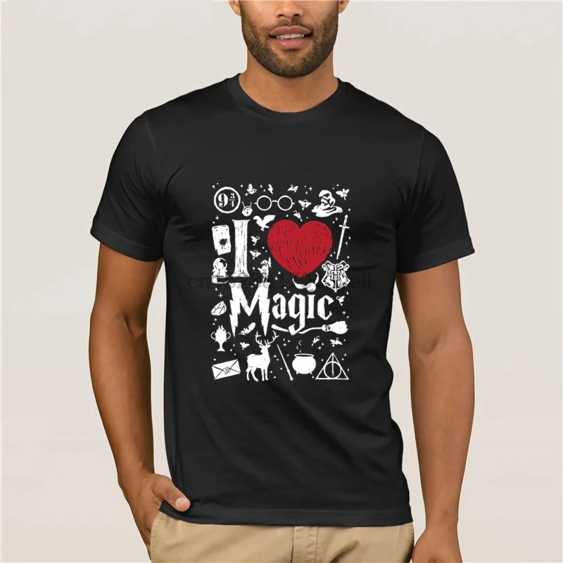 Модная футболка из 100% хлопка с изображением Гарри I love &quotМагия&quot рубашка Поттера