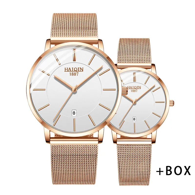 HAIQIN женские часы от ведущего бренда, роскошные часы Reloj de dama, женские наручные часы, женские часы из нержавеющей стали с золотой сеткой, Relogio Feminino, новинка