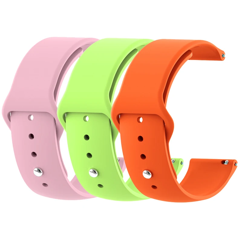 Pink Green Orange 18 мм 20 мм 22 мм 3 шт. силиконовый ремешок для часов gear S2 ремешок для samsung gear S3 Classic Frontier Galaxy Watch Amazfit Bip браслет - Цвет ремешка: Pink Green Orange