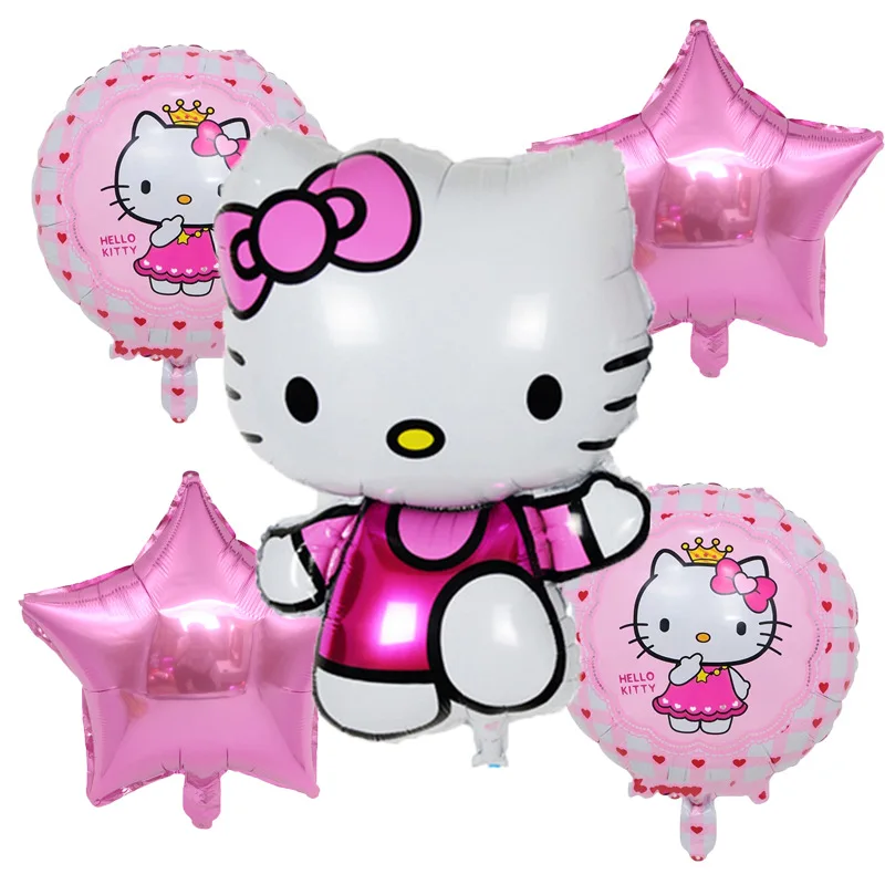 5 шт., воздушный шар «hello kitty» из фольги, воздушный шар для вечеринки в честь Дня Рождения, украшения для детей, вечерние подарки