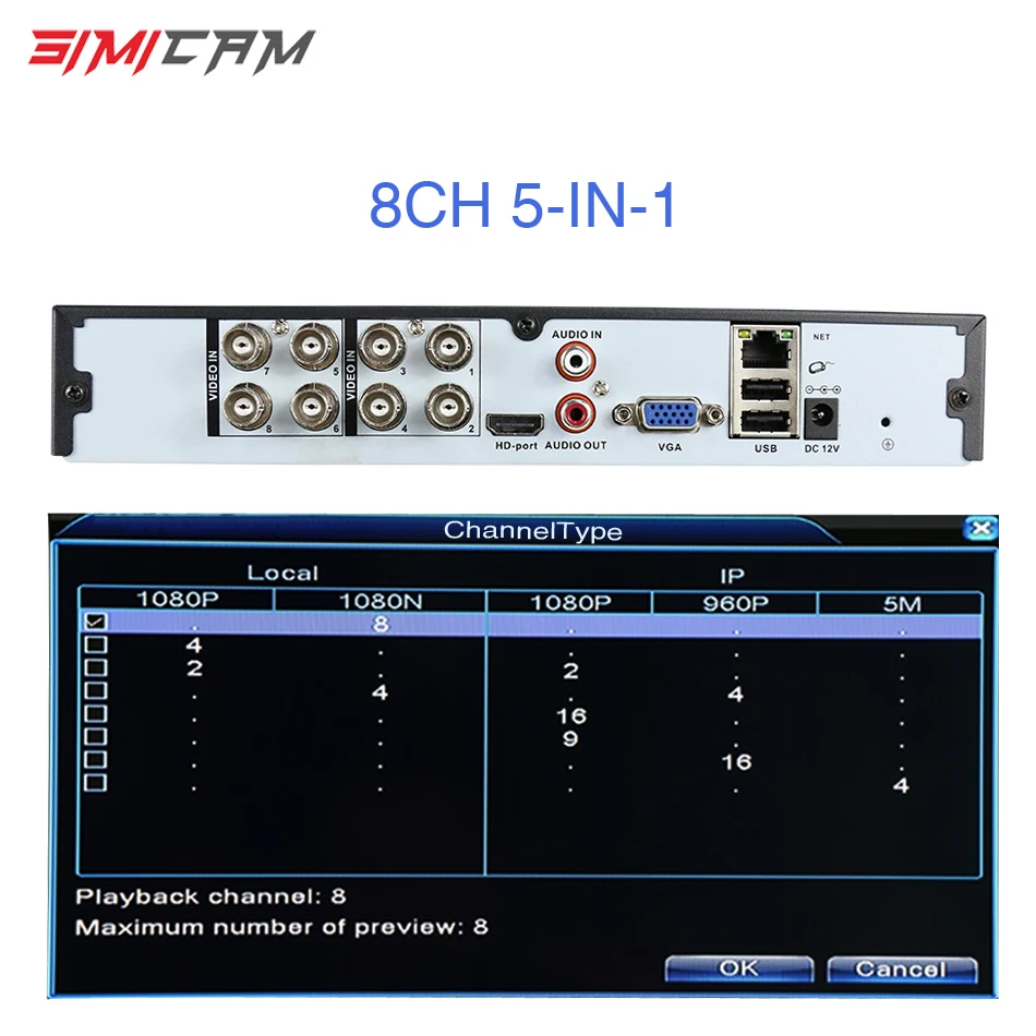 Видеорегистратор 4CH 8CH DVR XVR 1080P 5 в 1 для AHD камеры аналоговая камера ip-камера P2P NVR cctv система H.264 Поддержка приложения