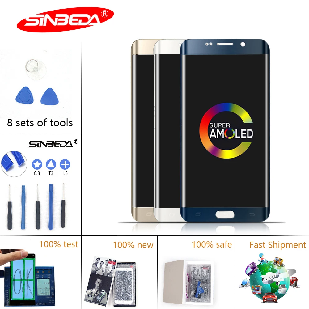 Сгорание тени 5," Sinbeda для SAMSUNG Galaxy S6 Edge Plus lcd дисплей сенсорный экран дигитайзер Рамка G928f G928 для S6 Edge Plus lcd