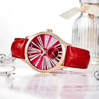 reef tigerrt luxury fashion women roman numeral red watch genuine leather strap automatic clock rga1561
