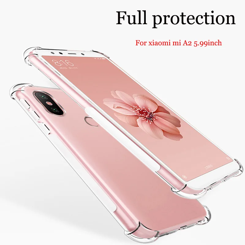 Чехол для Xiaomi Mi A2 2 шт. противоударный мягкий защитный чехол прозрачная задняя