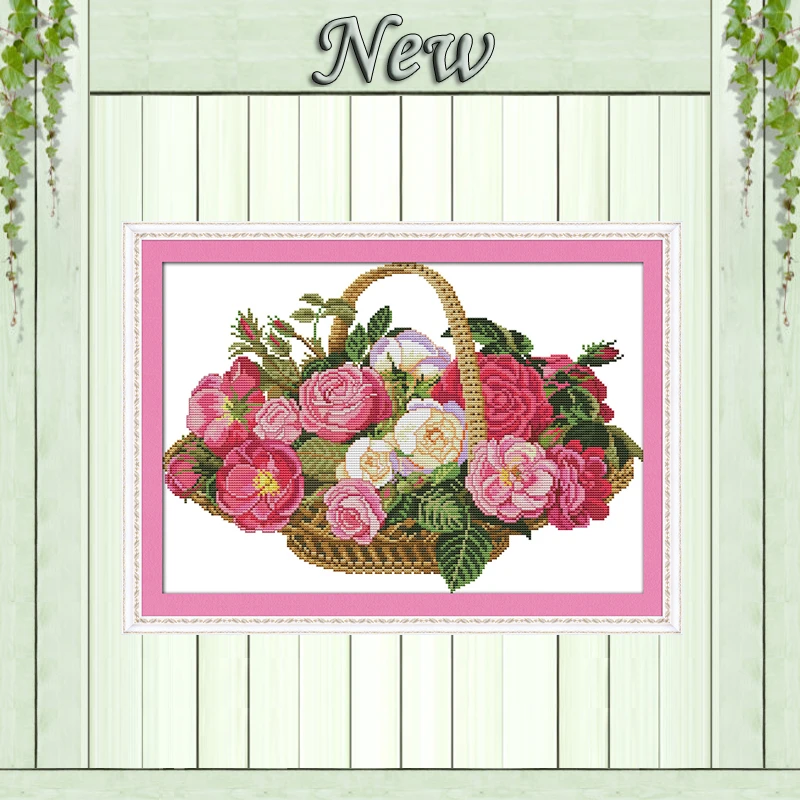 Роза корзина картины с цветами 11CT узоры напечатанные на холсте 14CT рукоделие diy dmc