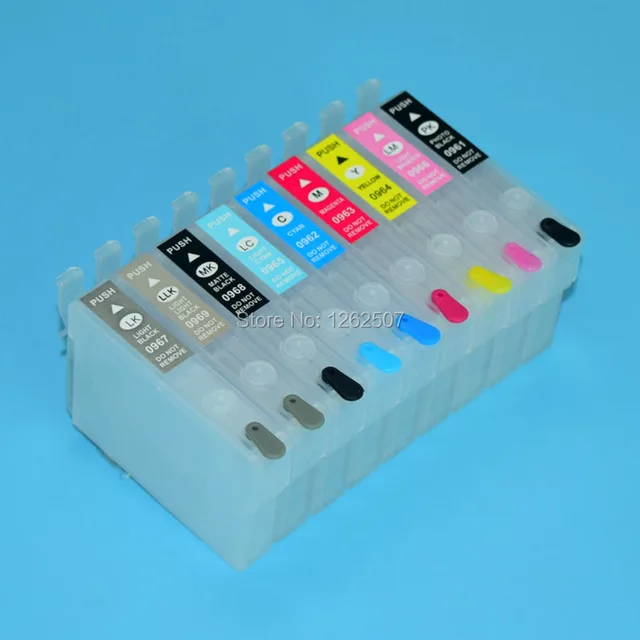 For Epson Stylus photo R2880 Refillable ink cartridge For Epson T0961-T0969 Empty cartridge 9 colors with Auto reset chip 1