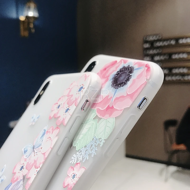 Чехол для телефона RZP с цветком Бампер Apple iPhone 5 6 6S 7 8 Plus Xs Max XR задняя крышка мягкий