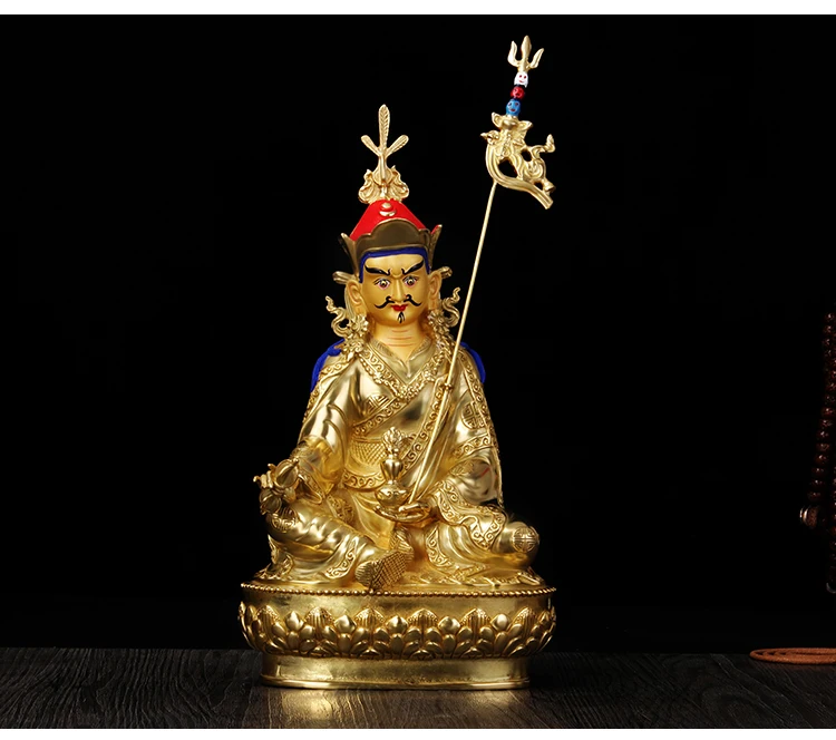 

26CM large TOP Good gilding Buddha statue HOME family talisman effective Tibetan Nepal Guru Rinpoche Padmasambhava Buddha