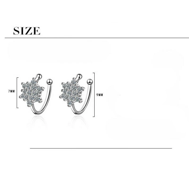 

Style Crystal Cherry Blossom Snow Flower Shape Clip Earrings For Women's Silver Color Ear Clip Earrings Sweet No Hole Ear Clip