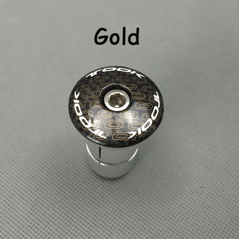 Gold Велосипедная гарнитура TOSEEK, верхняя крышка компрессора, 1-1/8 дюйма, карбоновая стебельная велосипедная гарнитура, алюминиевый эспандер+ верхняя крышка T800 - Цвет: Gold