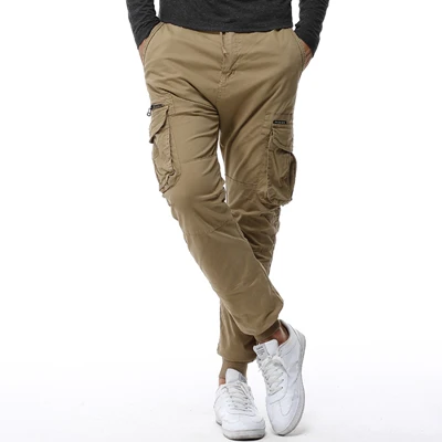 G8017 Khaki Мужские s свободные камуфляжные тактические брюки карго Джоггеры мужские многокарманные военные повседневные хлопковые хип-хоп Ленточные комбинезоны брюки - Цвет: G8017 Khaki