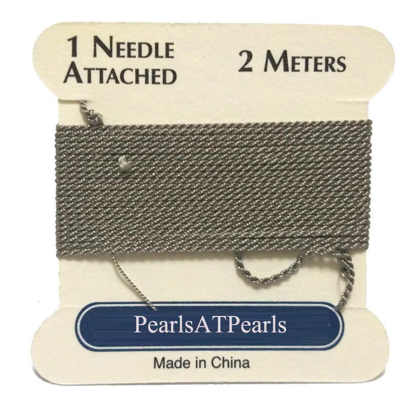 2M Long 0.6mm in Diameter Gray 100% Natural Silk Beading Cord with Needle Attached | Украшения и аксессуары