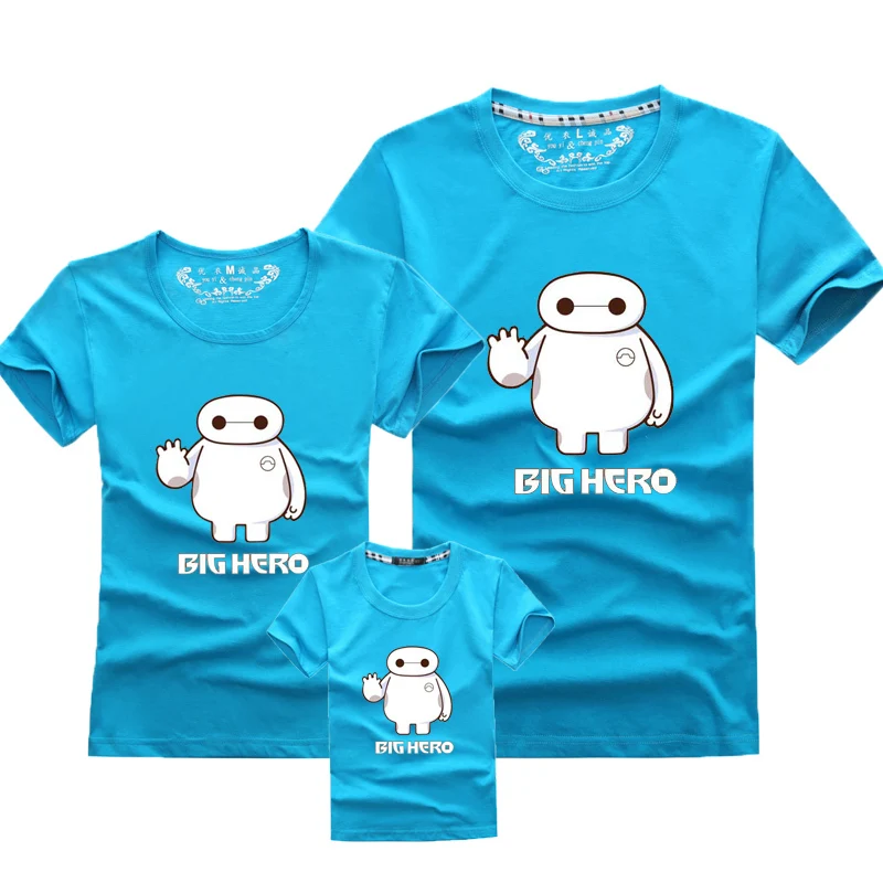 Summer Style hot sale short-sleeve Baymax T-shirt family clothing set for mother daughter and father son | Мать и ребенок