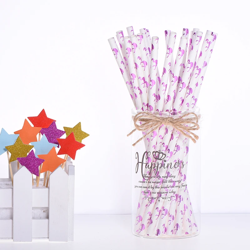 25 шт. бумажная соломинка для питья фламинго свадьбы Хэллоуина Рождества