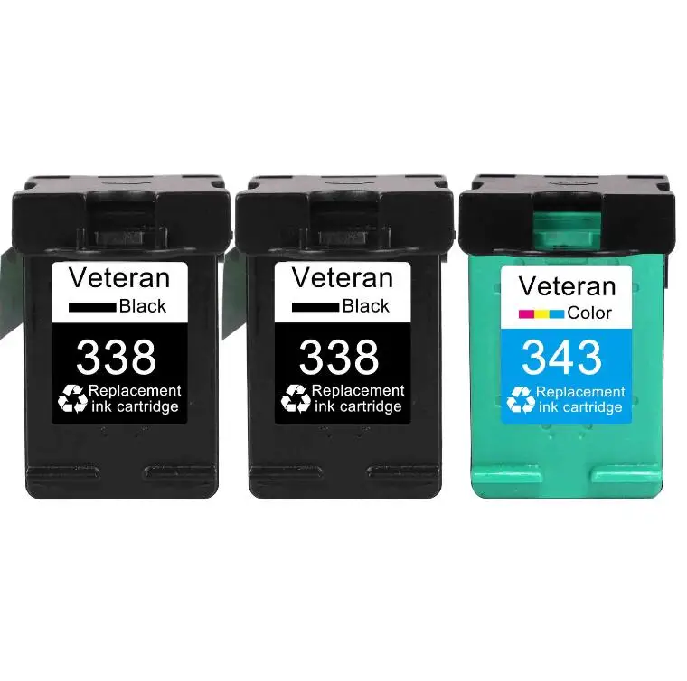 2x 338 and 343 Ветеран 338 343 чернильный картридж XL Замена для hp 338 343 hp 338 для hp Deskjet 5740 6520 PSC 1507 1510 Photosmart 8150 460c - Цвет: 2x 338 and 343