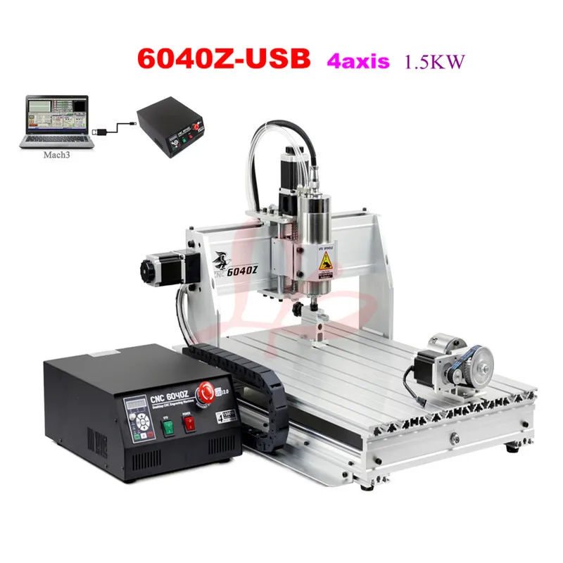 Free Shipping 4 Axis USB Milling Machine CNC 6040 Mach3 manual Router with 1500W VFD spindle and auto-checking tool port | Инструменты