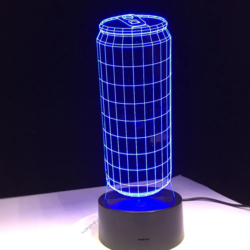 3D жестяные банки 7 цветов меняющиеся светодиодные настольные лампы Usb