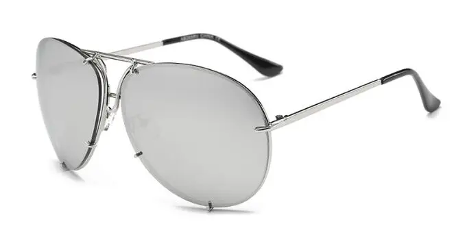 C1 silver lens Женские крупные Солнцезащитные очки Мужская металлическая оправа Модные оттенки Роскошные брендовые дизайнерские солнцезащитные очки женские прозрачные линзы очки - Цвет линз: C1 silver lens