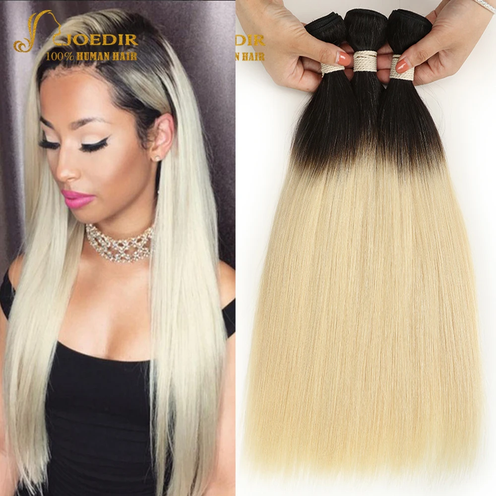 

Joedir Pre-colored 3 Bundles Ombre Brazilian Straight Hair Blonde Bundles T1B 613 Color Two Tone Remy Human Hair Weave Bundles