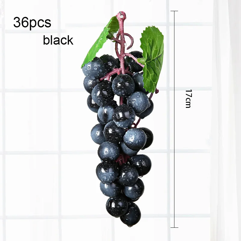 36pcs black 1 шт Искусственные Фрукты Пластиковые искусственные виноградные поддельные фрукты для дома украшение стола для вечеринки - Цвет: 36pcs black