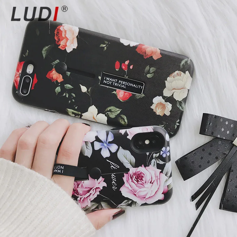 Чехол для телефона LUDI в стиле ретро с розами iphone 7 6 6s plus жесткая задняя мягкая