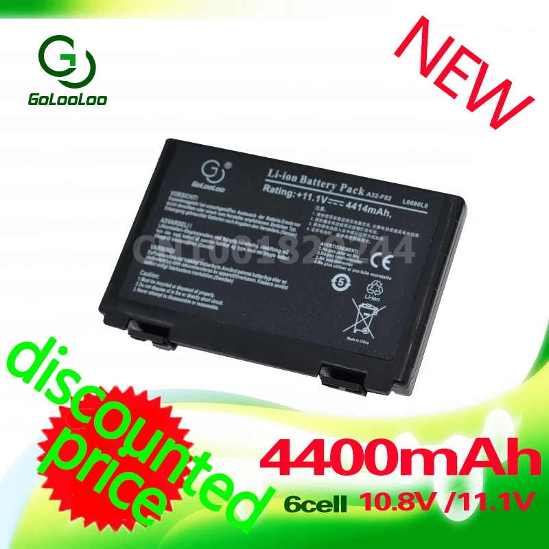 Golooloo Аккумулятор для ноутбука ASUS A32-f82 K50id K50AF K51AC K51AB K51AE K40in k50in K40ij K40 K50ij k50c K60ij K70ab K70ic k61ic