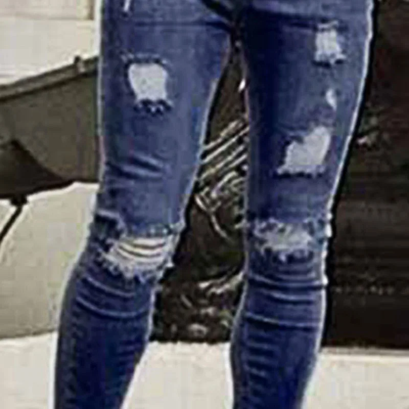 Джинсы Для мужчин одежда 2018 европейских и американских Distressed Denim брюки Узкие