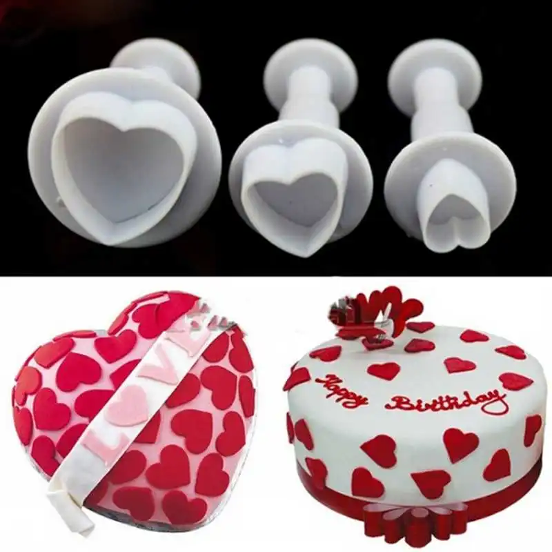 3 шт./компл. Любовь Сердце Плунжер резак Форма Sugarcraft помадка украшения торта DIY
