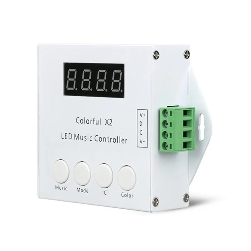 DC5-24V Colorful-X2 Music Controller For WS2812B WS2811 WS2813 USC1903 LED Strips with RF Touch Remote Max Control 1000 Pixels | Лампы и