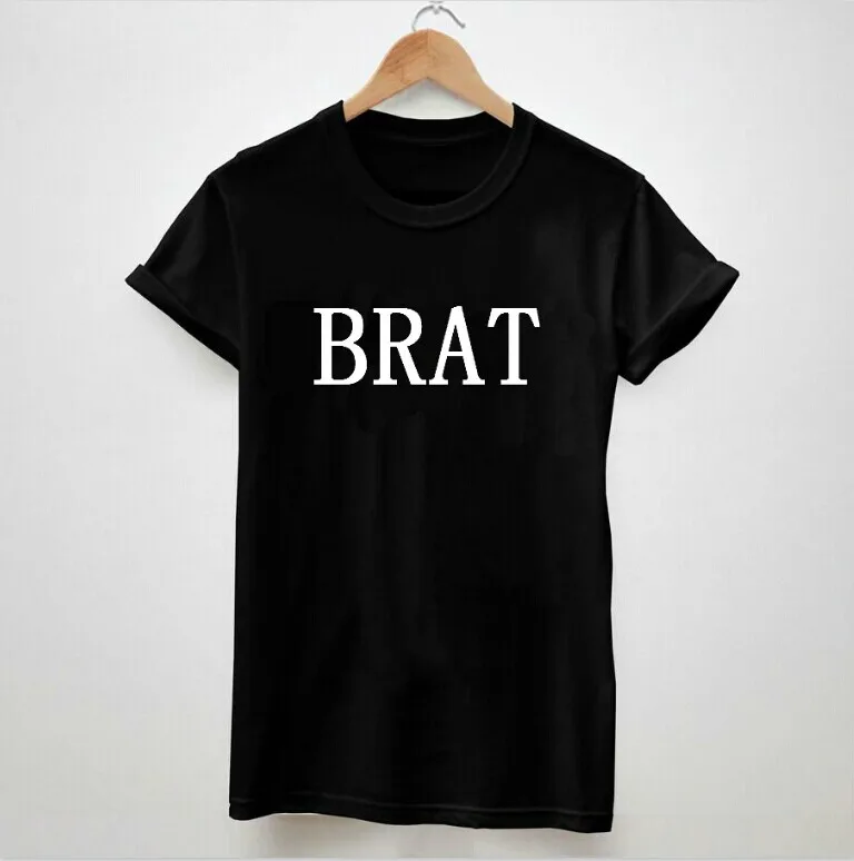 

Women Tshirt BRAT Letters Print Casual Cotton Funny Shirt Top Tee Whtie Black Hipster Swag Plus Size Camiseta HH305-169