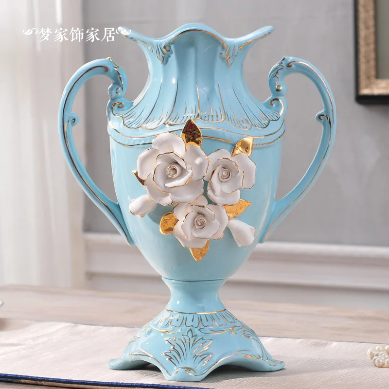 Ваза европейского стиля цветочный набор синий стиль гостиной декоративный