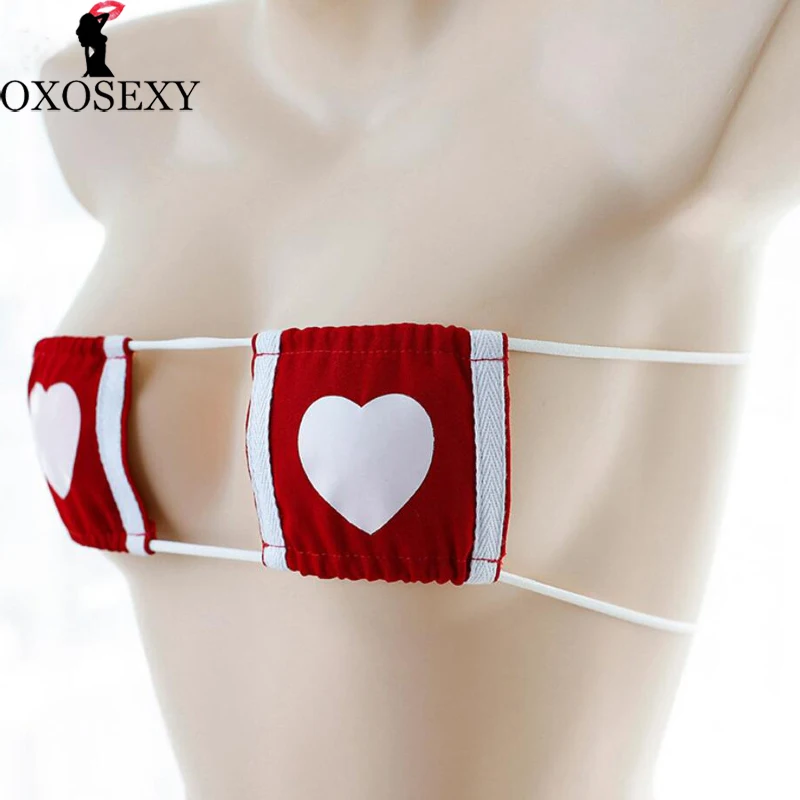 

Red Love Heart Japanese Sexy Lingerie Set Bow Knot Head rope+Coat+Bikini top+Bandage Skirt+t pants Backless Sexy Costumes 197