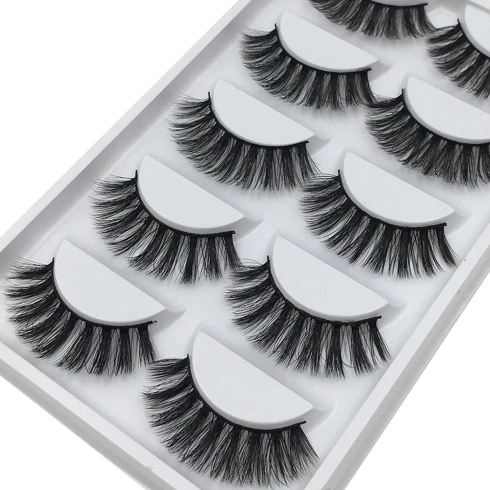 5 пар/кор. норковые ресницы ручной работы черные стебли объемные Висячие