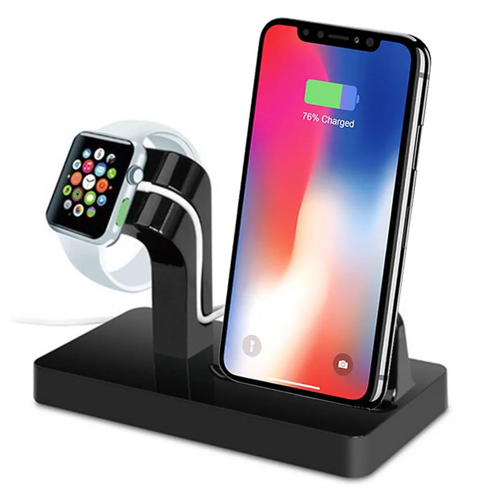 2 in 1 Charging Dock Station Desktop Cradle Phone Stand Holder for iPhone XS MAX XR 8 7 Plus 6S For Apple Watch Charger | Мобильные