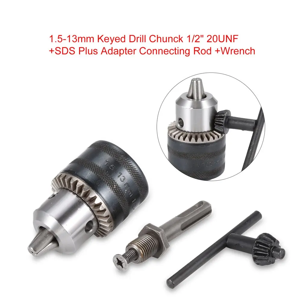 1.5-13mm Keyed Iron Drill Chunck 1/2&quot 20UNF SDS Plus Adapter Connecting Rod Wrench For Electric Drills Rotary Manchine Tools |