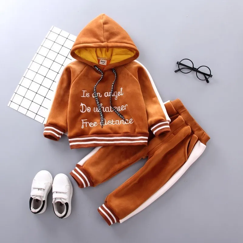orange Осенне-зимние комплекты одежды для девочек коллекция года, новые детские повседневные хлопковые спортивные толстовки с капюшоном+ штаны, комплекты из 2 предметов для детей, спортивные костюмы для девочек, комплект - Цвет: orange